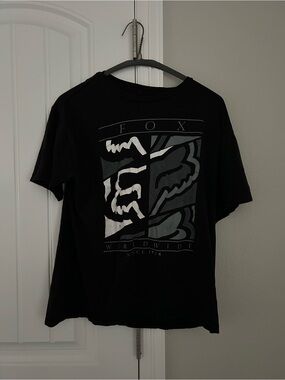 Fox Black Crewneck T-Shirt with Gray Logo